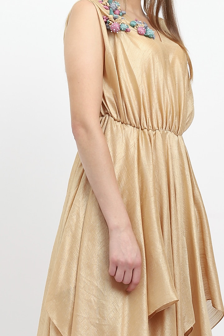 Gold Applique Embellished Jumpsuit by Naina Seth at Pernia's Pop Up Shop
