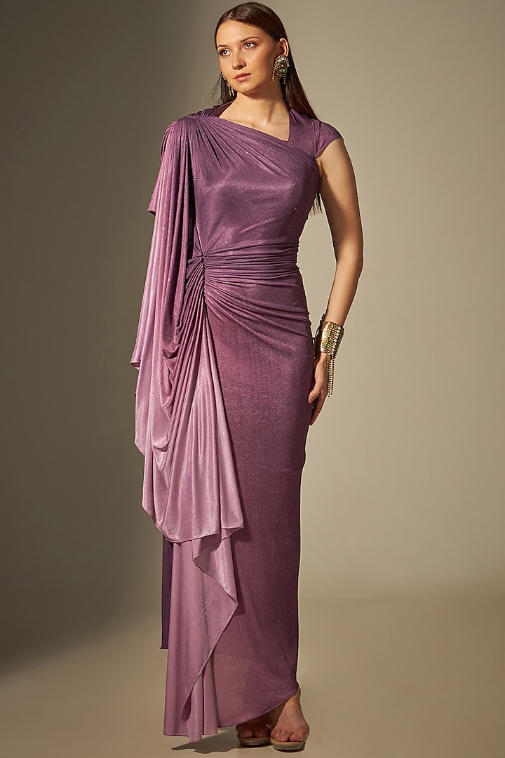 Violet Draped Gown by Naina Seth
