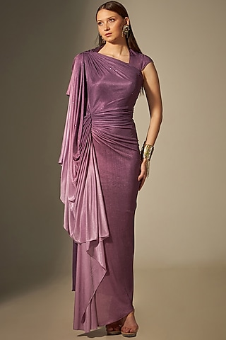 Violet Draped Gown by Naina Seth