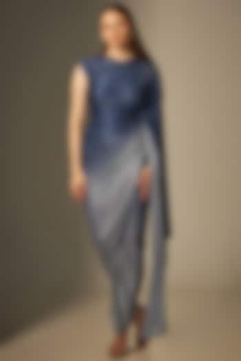 Blue Shaded Gown Saree by Naina Seth