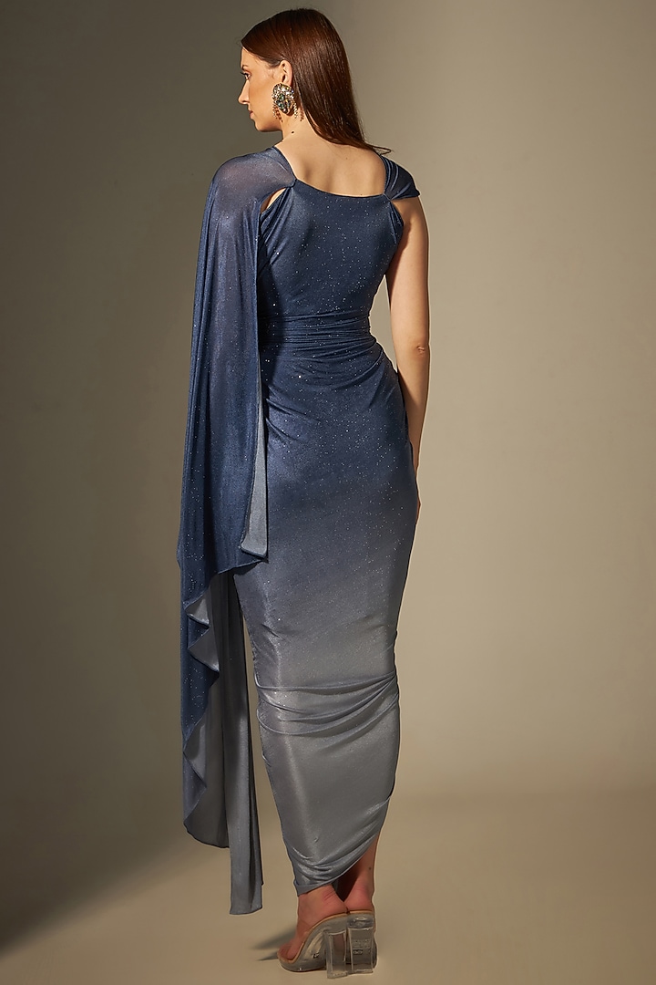 Blue Shaded Festive Gown Saree by Naina Seth at Pernia's Pop Up Shop