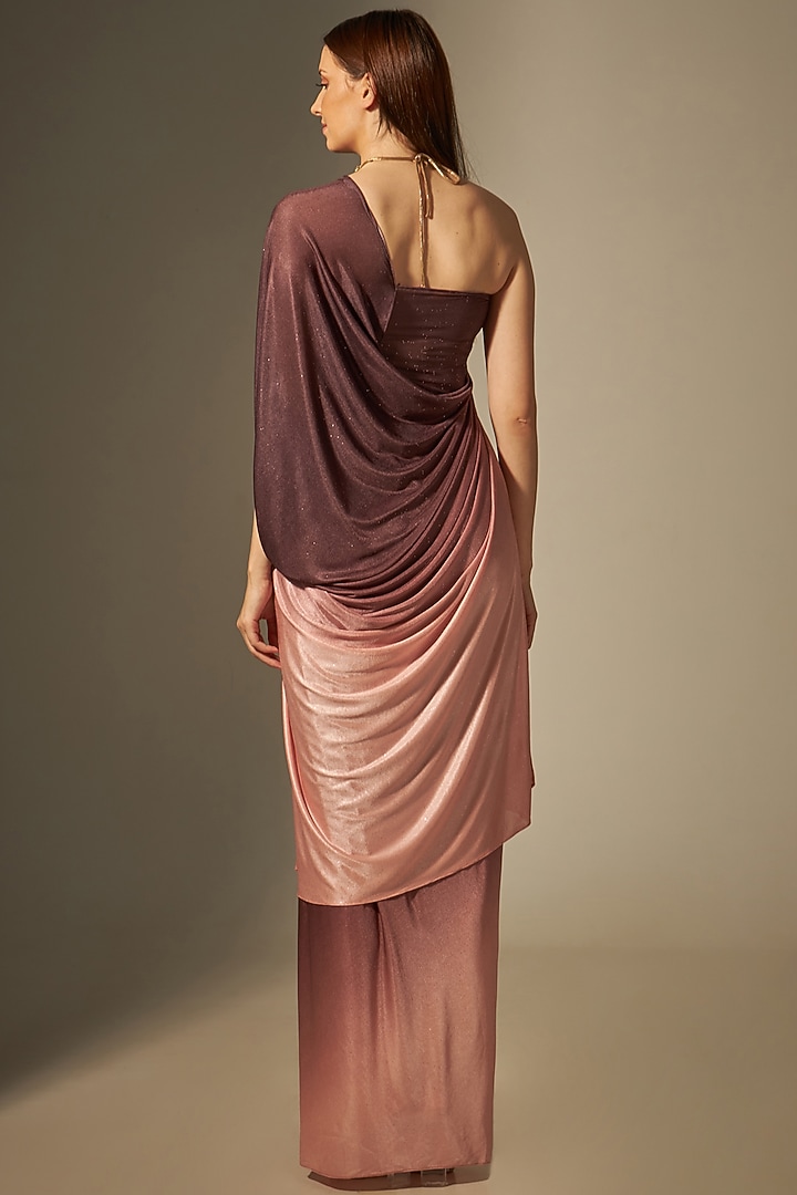 Wine Shaded Off-Shoulder Gown by Naina Seth at Pernia's Pop Up Shop