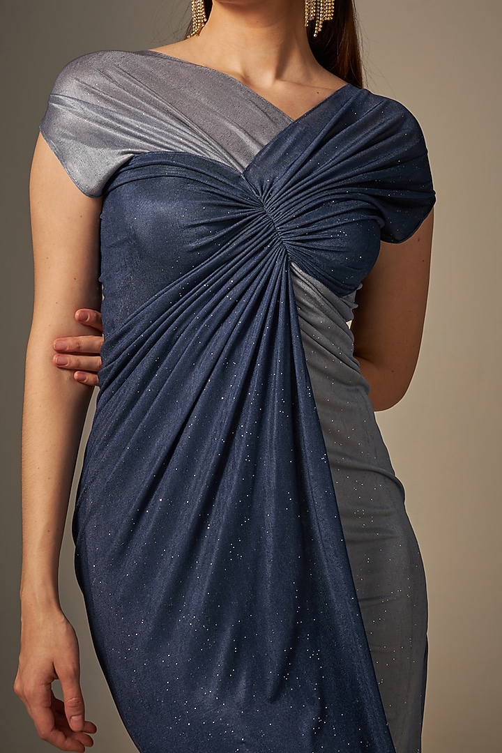 Blue Shaded Stretch Summer Dress by Naina Seth at Pernia's Pop Up Shop