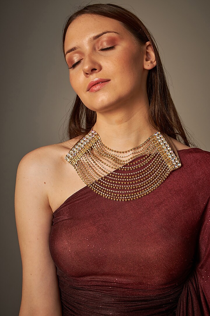 Gold Handmade Diamond Chain Necklace by Naina Seth at Pernia's Pop Up Shop