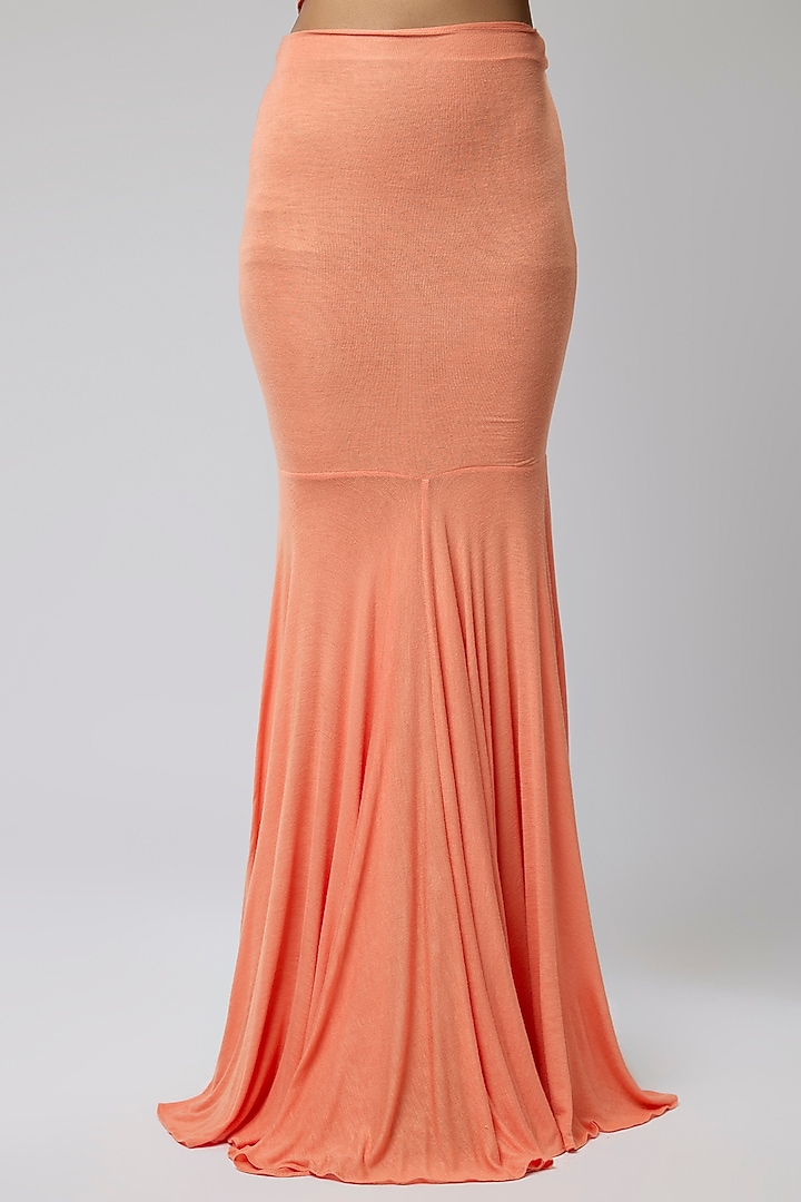 Orange Knit Jersey Skirt Set by Naina Seth at Pernia's Pop Up Shop