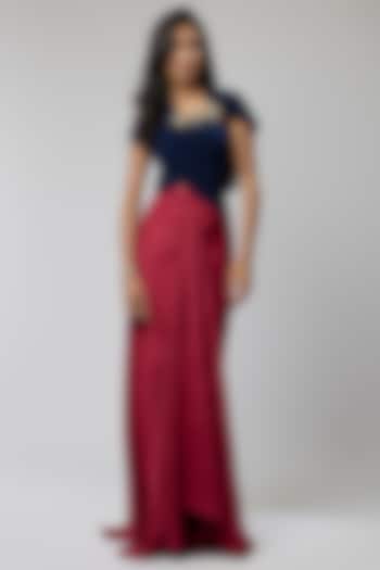 Magenta Suede Skirt Set by Naina Seth at Pernia's Pop Up Shop