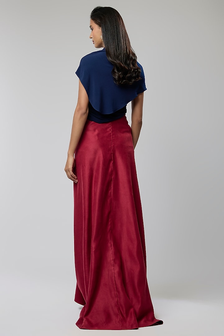 Magenta Suede Skirt Set by Naina Seth at Pernia's Pop Up Shop