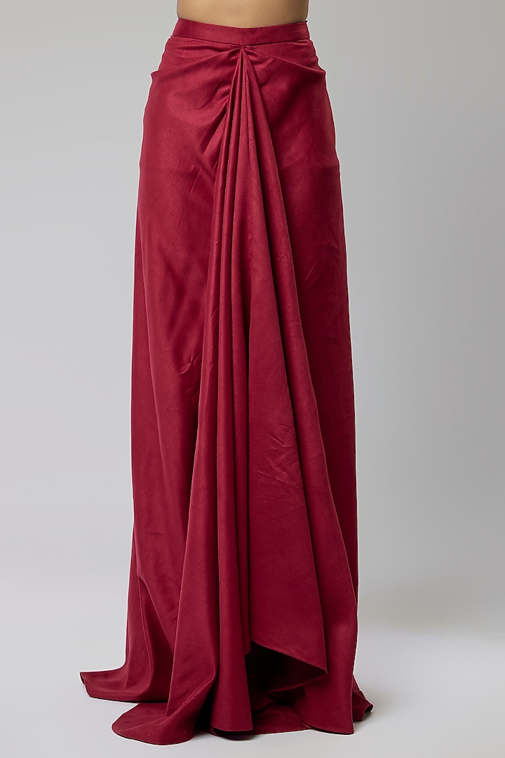 Magenta Suede Skirt Set by Naina Seth at Pernia's Pop Up Shop