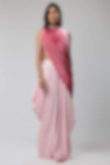 Rose Pink Formal Crepe Wide-Leg Cowl Pant Set by Naina Seth at Pernia's Pop Up Shop
