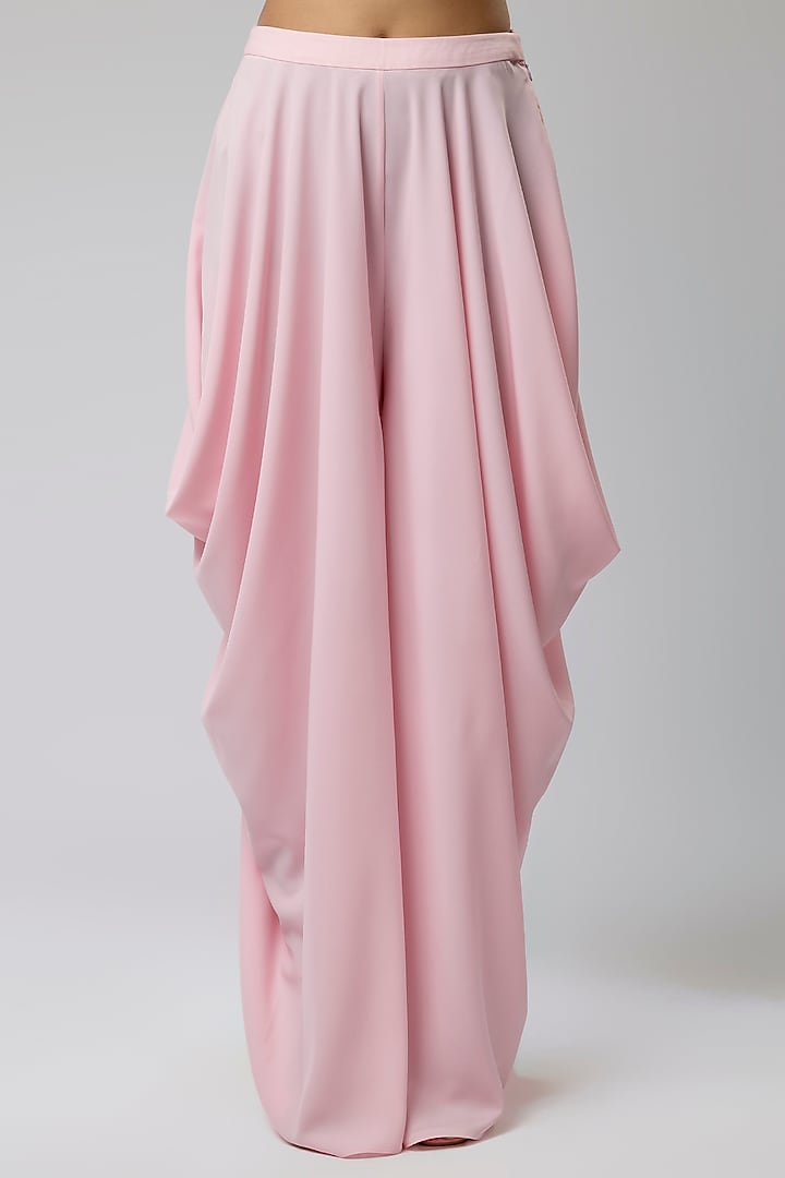 Rose Pink Formal Crepe Wide-Leg Cowl Pant Set by Naina Seth at Pernia's Pop Up Shop