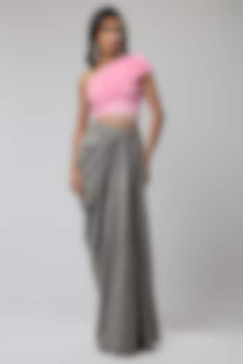 Grey Suede Draped Skirt Set by Naina Seth at Pernia's Pop Up Shop