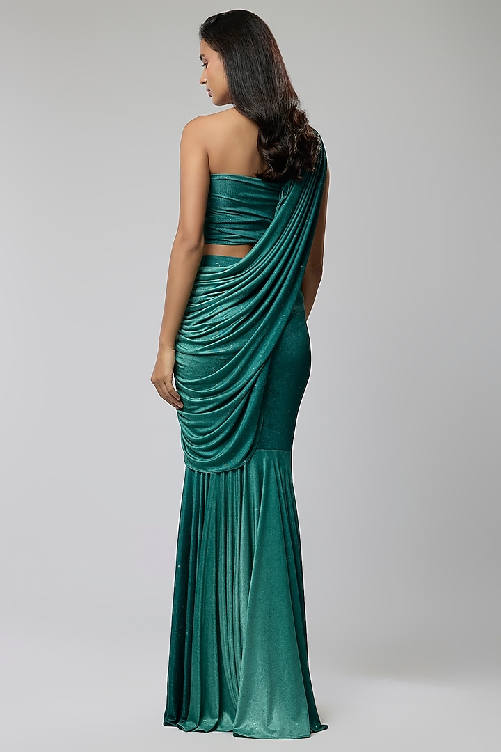 Green Ombre Stretch Embellished Skirt Set by Naina Seth at Pernia's Pop Up Shop