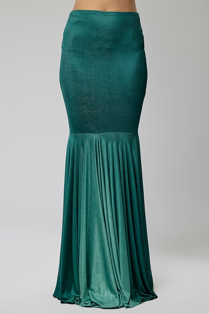 Green Ombre Stretch Embellished Skirt Set by Naina Seth at Pernia's Pop Up Shop