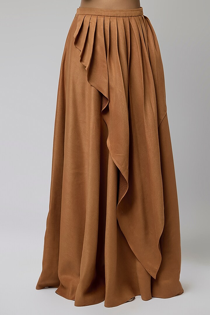 Bronze Suede High-Waisted Skirt Set by Naina Seth at Pernia's Pop Up Shop
