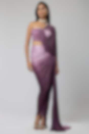 Lilac Stretch Asymmetric Skirt Set by Naina Seth at Pernia's Pop Up Shop