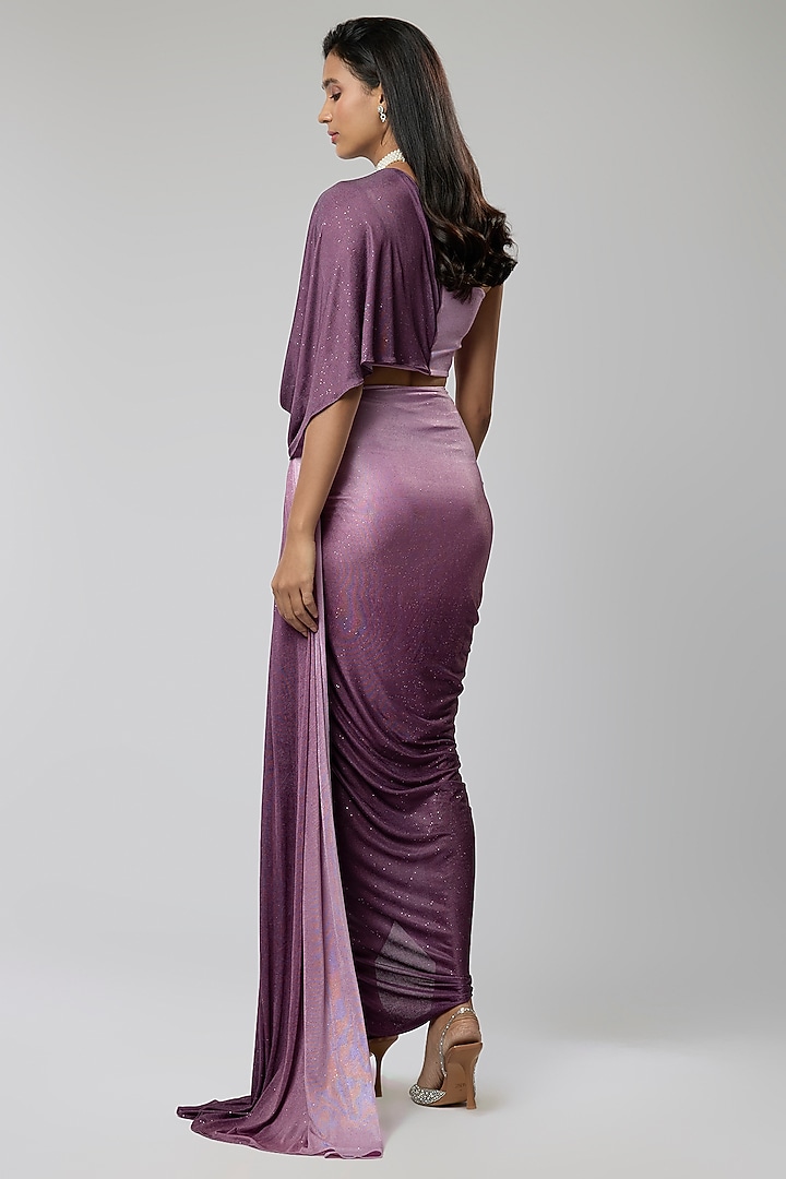 Lilac Stretch Asymmetric Skirt Set by Naina Seth at Pernia's Pop Up Shop