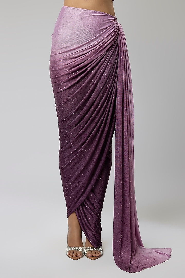 Lilac Stretch Asymmetric Skirt Set by Naina Seth at Pernia's Pop Up Shop