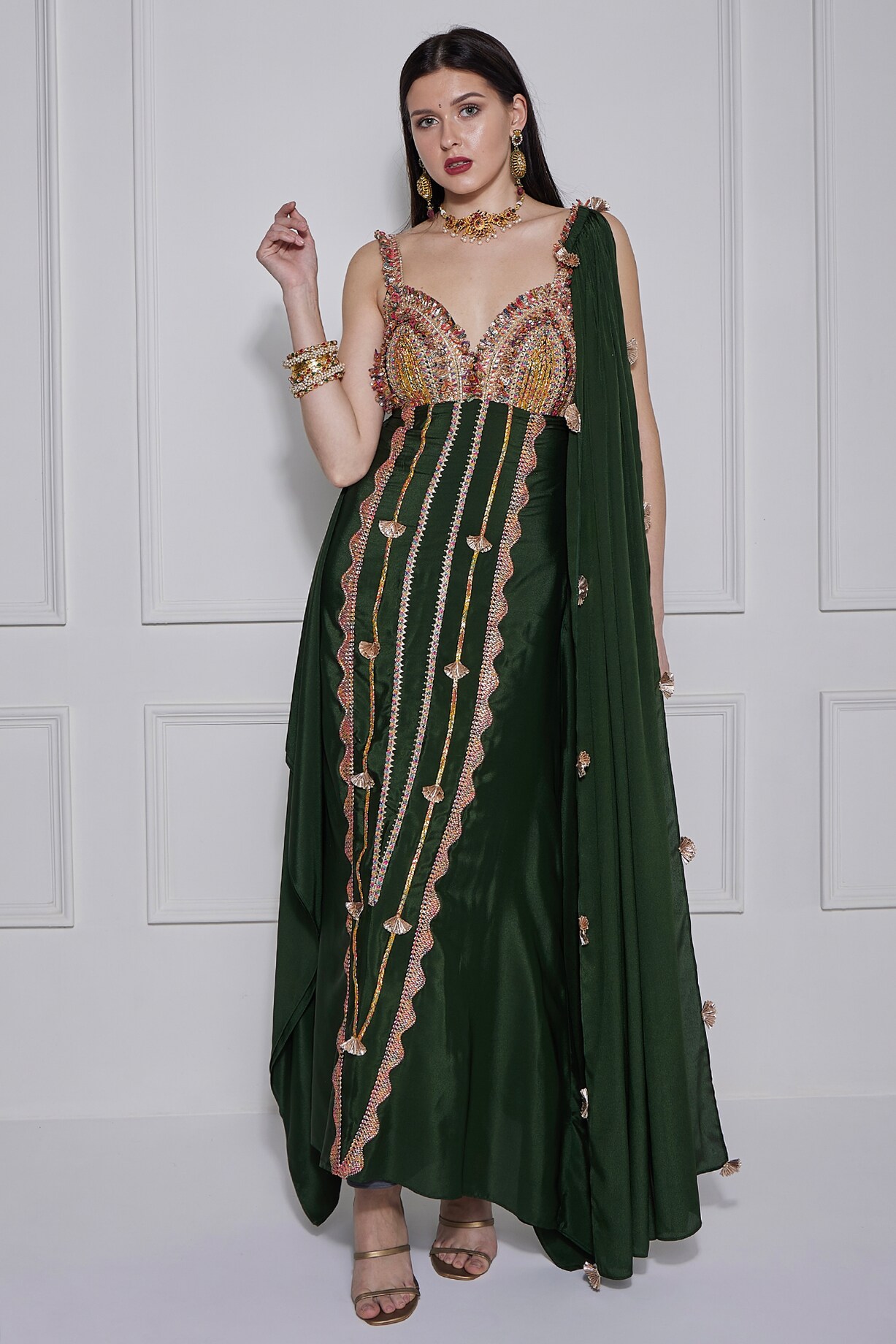 Mehndi Gota Work Dresses Mehndi Dress Tea Pink Blouse Dupatta