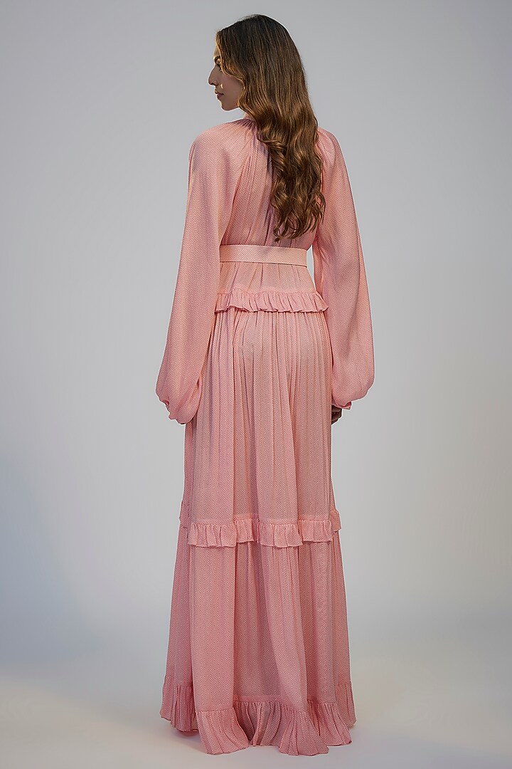 Pastel Pink Cotton Crush Printed Kaftan Vacation Dress by Nadima Saqib at Pernia's Pop Up Shop