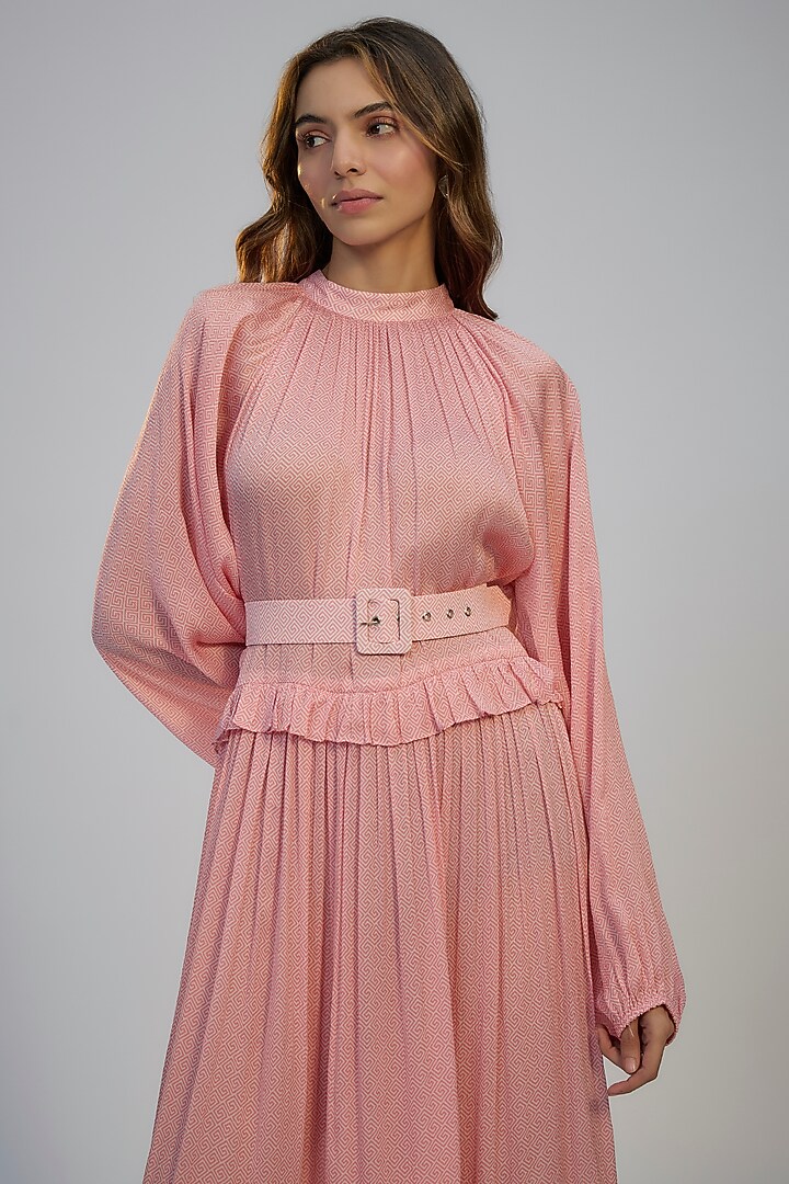 Pastel Pink Cotton Crush Printed Kaftan Vacation Dress by Nadima Saqib at Pernia's Pop Up Shop