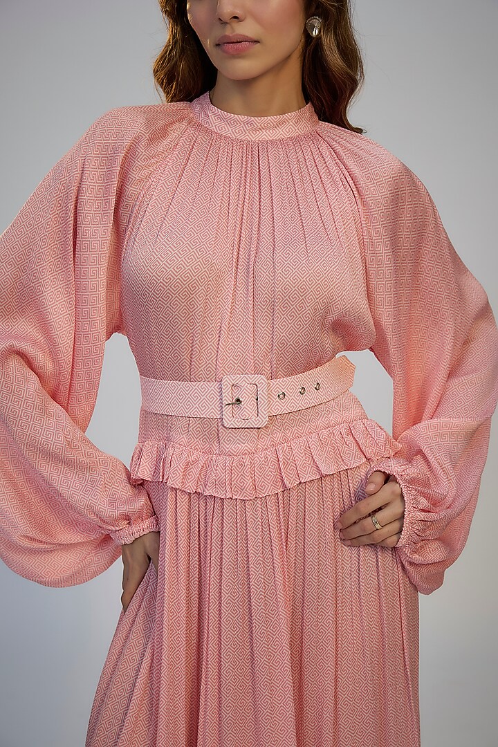 Pastel Pink Cotton Crush Printed Kaftan Vacation Dress by Nadima Saqib at Pernia's Pop Up Shop
