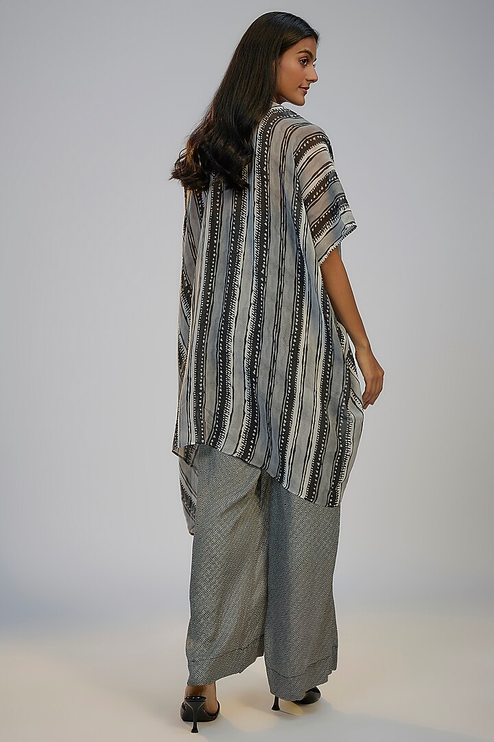 Black Cotton Crush Printed Jumpsuit With Cape by Nadima Saqib at Pernia's Pop Up Shop