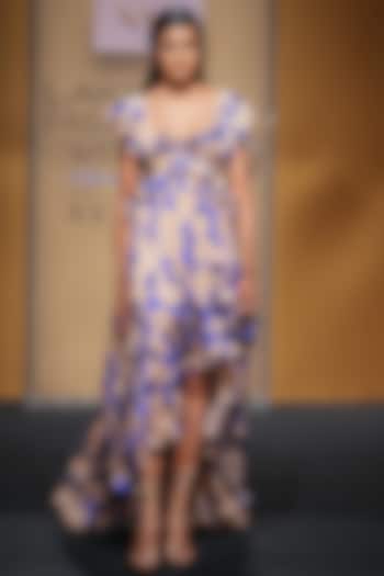 Blush Cut-Out High-Low Party Wear Dress by Not So Serious By Pallavi Mohan at Pernia's Pop Up Shop