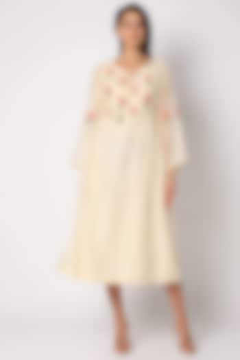 Eggnog Hand Embroidered Dress by Neeta Bhargava at Pernia's Pop Up Shop