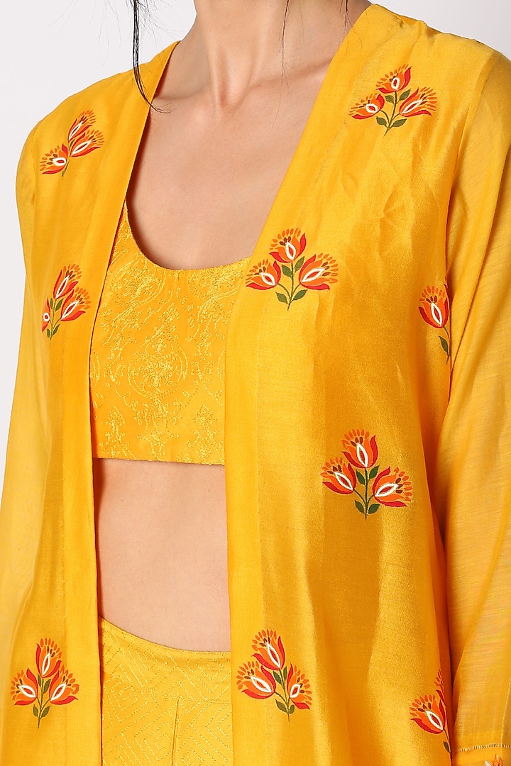 Mango Orange Hand Embroidered Gharara Set by Neeta Bhargava at Pernia's Pop Up Shop