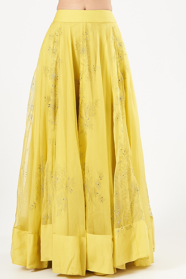 Dandelion Yellow Hand-Painted Wedding Lehenga Set by NEETA BHARGAVA at Pernia's Pop Up Shop