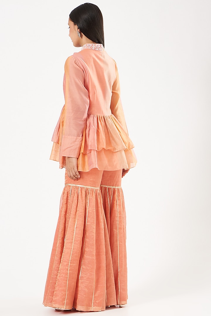 Dark Peach Chanderi Top by NEETA BHARGAVA at Pernia's Pop Up Shop