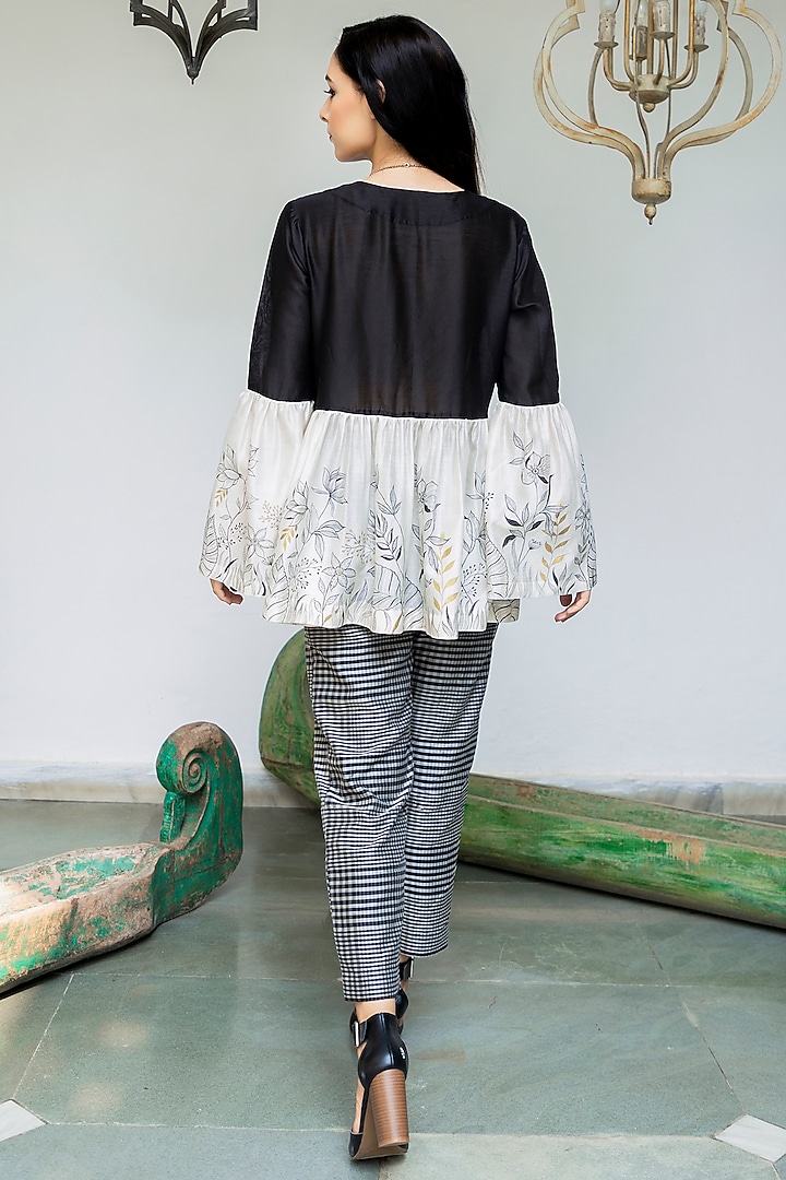 Black Maheshwari Pant Set by NEETA BHARGAVA at Pernia's Pop Up Shop