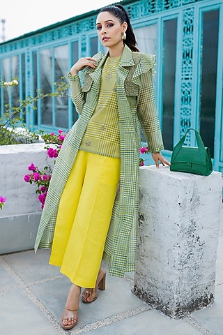 Apple Green Embroidered Jacket Set by NEETA BHARGAVA