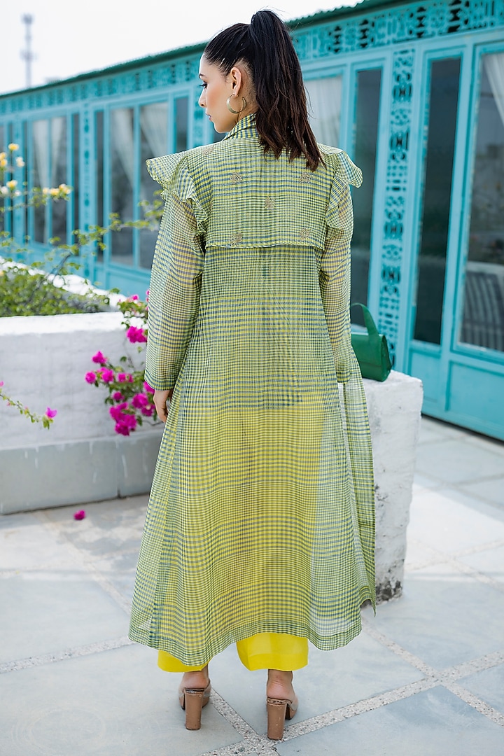 Apple Green Embroidered Jacket Set by NEETA BHARGAVA at Pernia's Pop Up Shop
