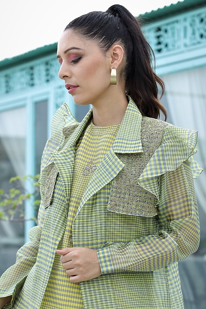 Apple Green Embroidered Jacket Set by NEETA BHARGAVA at Pernia's Pop Up Shop