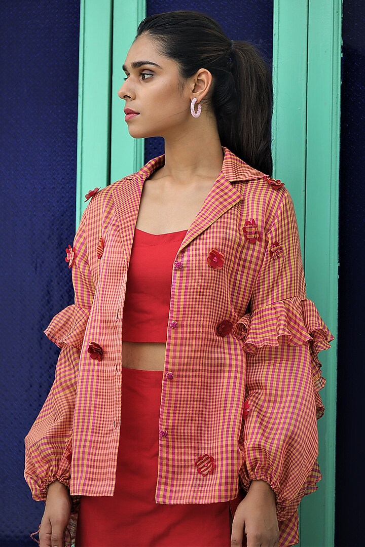 Magenta Appliqued Co-Ord Set by NEETA BHARGAVA at Pernia's Pop Up Shop