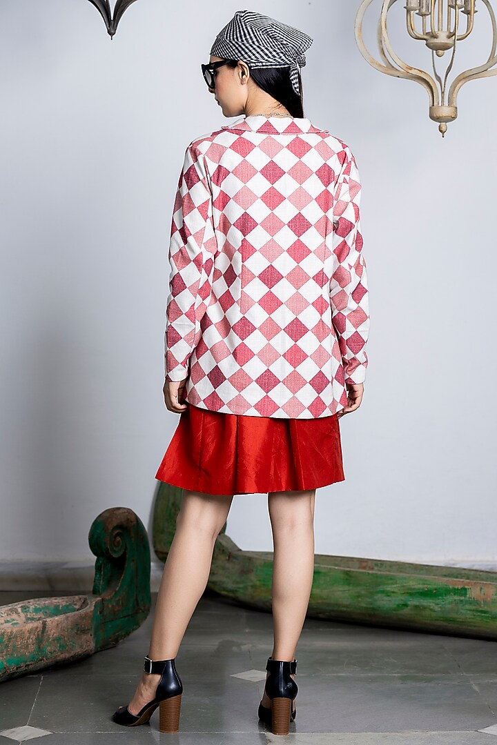 Salsa Red Dupion Silk Vacation Dress With Jacket by NEETA BHARGAVA at Pernia's Pop Up Shop