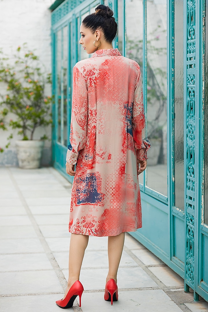 Red Floral Printed Summer Dress by NEETA BHARGAVA at Pernia's Pop Up Shop