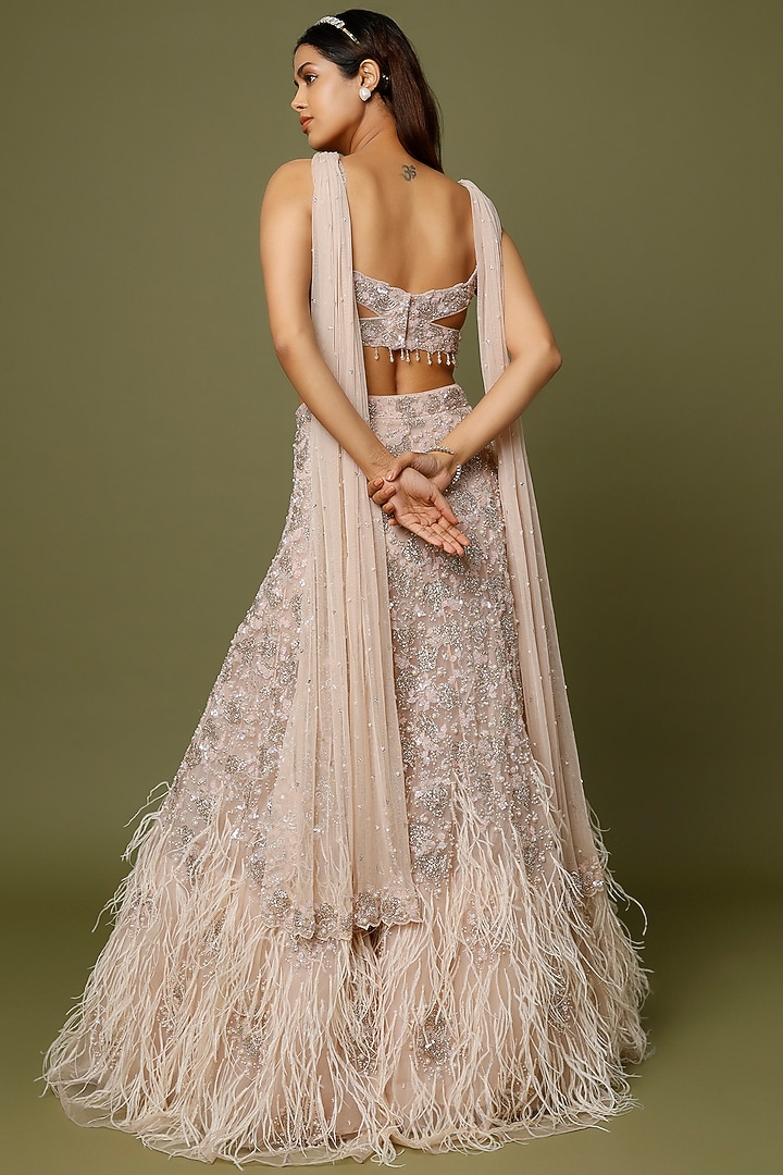 Rose Gold Embroidered Bridal Lehenga Set by Natasha Dalal at Pernia's Pop Up Shop