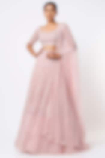 Pink Embroidered Bridal Lehenga Set by Natasha Dalal at Pernia's Pop Up Shop
