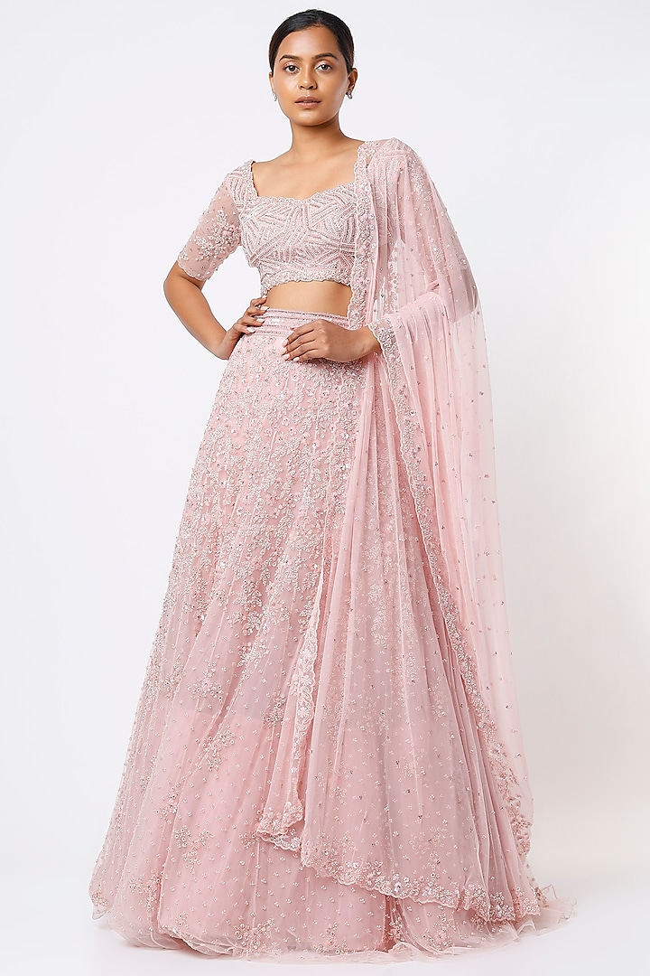 Pink Embroidered Bridal Lehenga Set by Natasha Dalal at Pernia's Pop Up ...