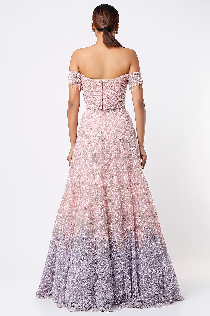 Blush Pink Embroidered Bridal Lehenga Set by Natasha Dalal at Pernia's Pop Up Shop