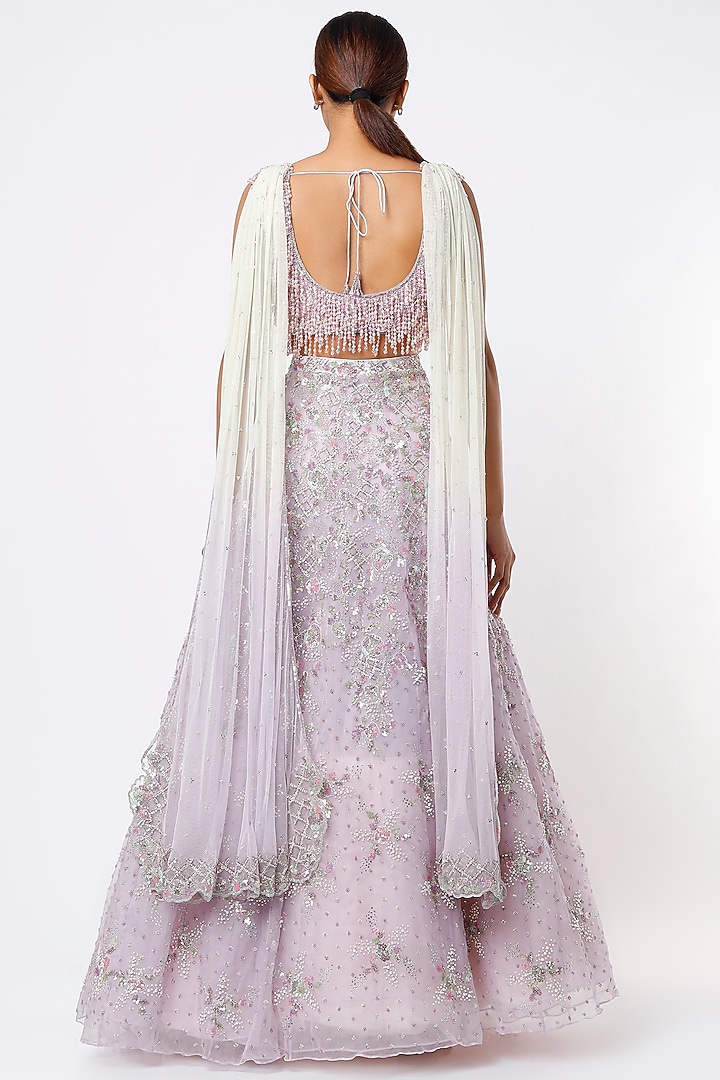 Light Lilac Sequins Embroidered Bridal Lehenga Set by Natasha Dalal at Pernia's Pop Up Shop