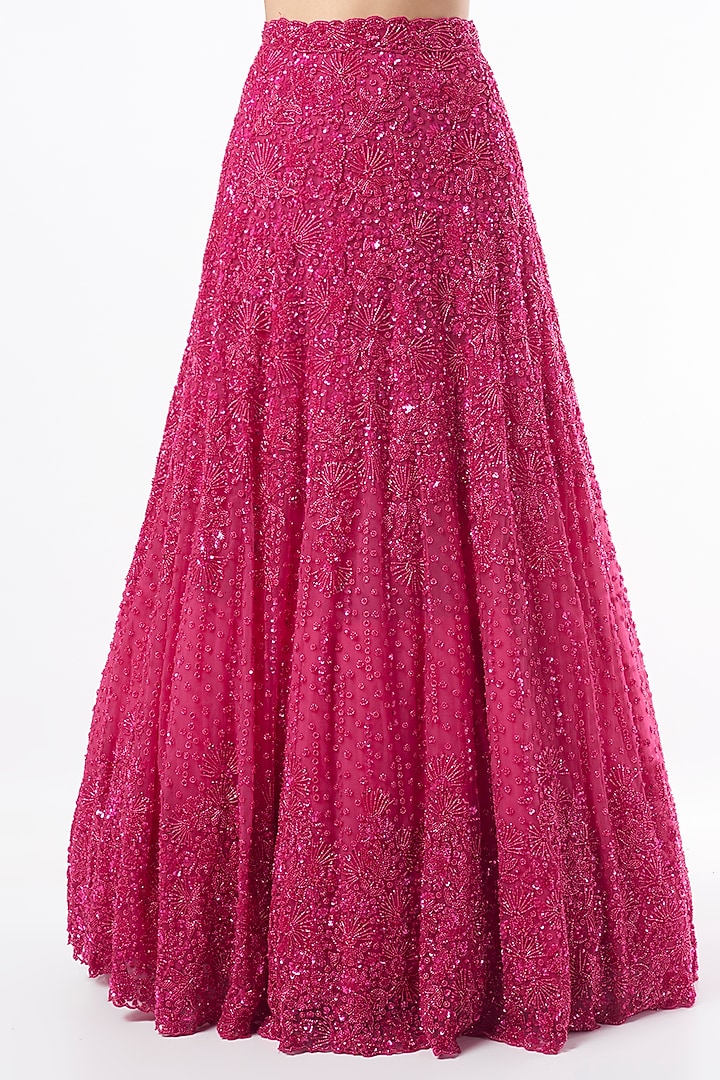 Fuschia Pink Embroidered Bridal Lehenga Set by Natasha Dalal at Pernia's Pop Up Shop