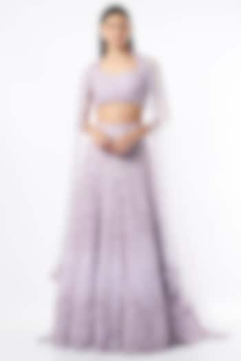 Lilac Embroidered Bridal Lehenga Set by Natasha Dalal at Pernia's Pop Up Shop