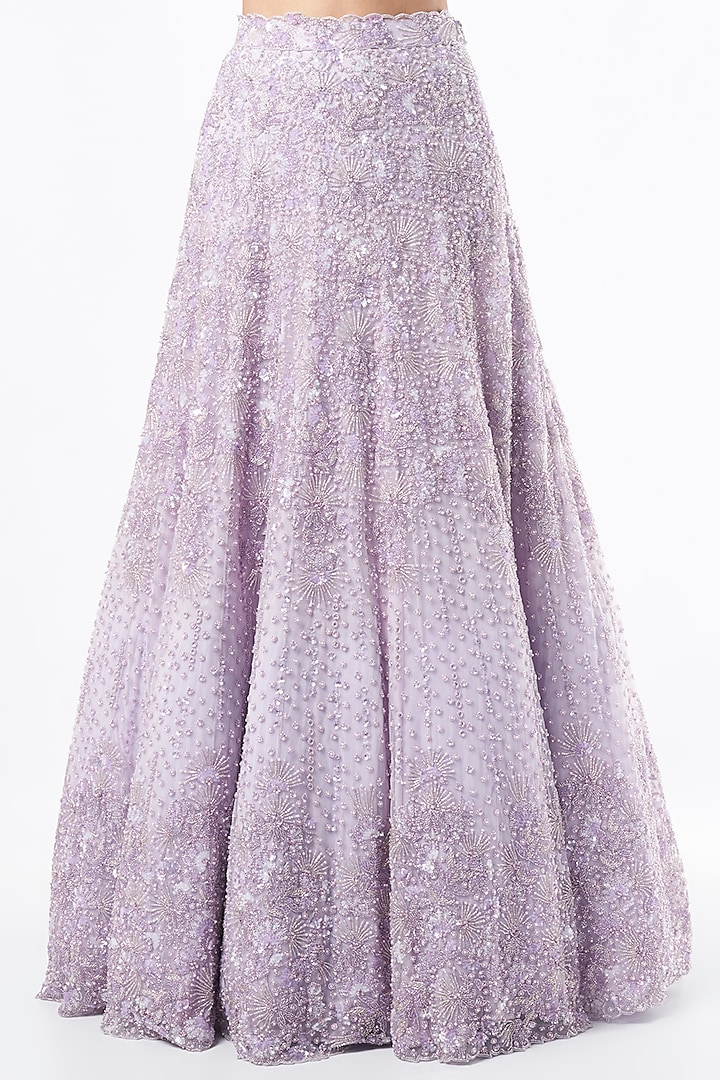 Lilac Embroidered Bridal Lehenga Set by Natasha Dalal at Pernia's Pop Up Shop