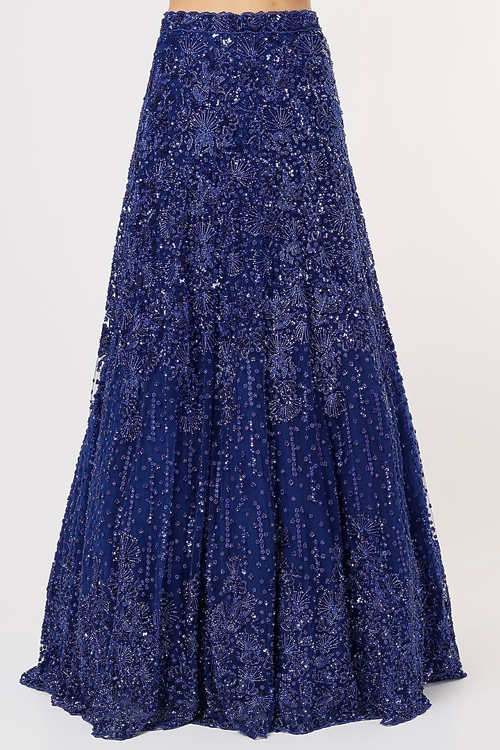Navy Blue Hand Embroidered Bridal Lehenga Set by Natasha Dalal at Pernia's Pop Up Shop
