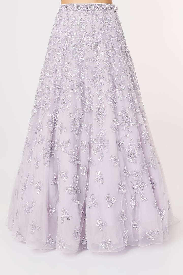 Lilac Hand Embroidered Bridal Lehenga Set by Natasha Dalal at Pernia's Pop Up Shop