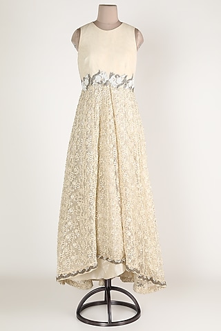 Nude & Purple High-Low Skirt Set by Nandita Thirani