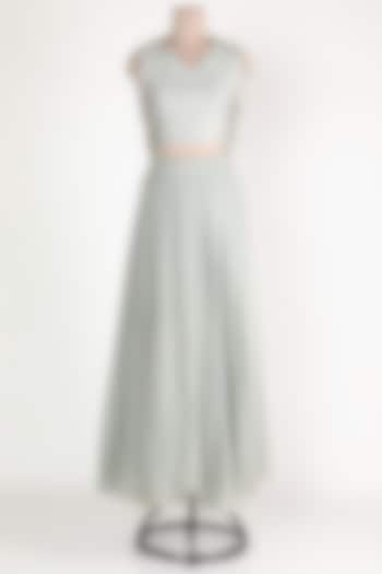 Grey Pleated Skirt Set by Nandita Thirani